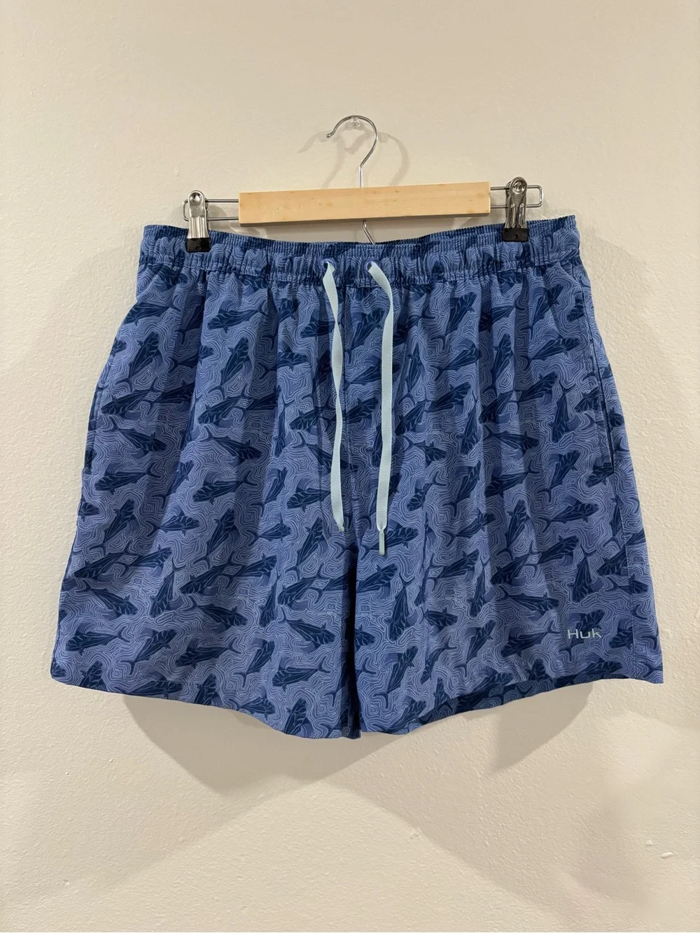 Huk Blue Shark-Pattern Swim Trunks - Picture 2 of 14